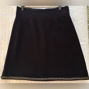 Kate spade navy blue, boucle textured skirt with chain link bottom. Fully lined